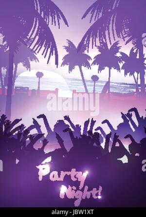 Night Summer Beach Party Flyer - Vector Illustration Stock Vector