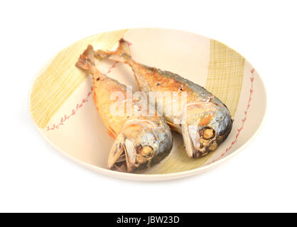 mackerel fried on a dish (thai food) Stock Photo