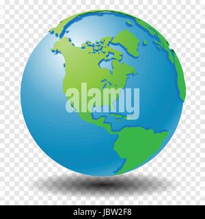 Globe with world map, show Asia region with smooth vector shadows on transparency grid - vector illustration Stock Vector
