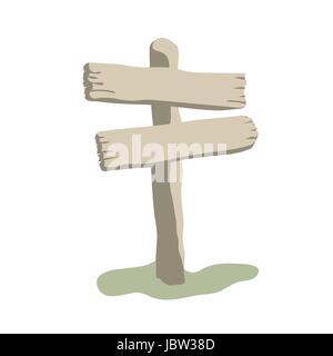 Two arrow shapes blank weathered wooden sign boards vector cartoon style Stock Vector