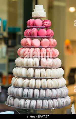 Tower made of Macaroons at the Royal Arcade, Melbourne, Australia. Stock Photo