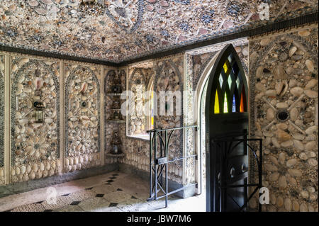 The Cilwendeg Shell House Hermitage, Boncath, Pembrokeshire, Wales. The folly is lined with elaborate shellwork, restored in 2006 by Blott Kerr-Wilson Stock Photo