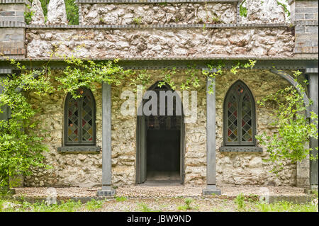 The Cilwendeg Shell House Hermitage, Boncath, Pembrokeshire, Wales. The folly is lined with elaborate shellwork, restored in 2006 by Blott Kerr-Wilson Stock Photo