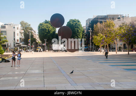 Israel, Tel Aviv, Habima square. AKA culture square with the Habina natural theatre and the Israeli philharmonic concert hall Stock Photo