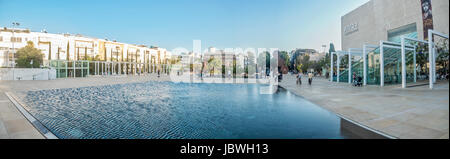 Israel, Tel Aviv, Habima square. AKA culture square with the Habina natural theatre and the Israeli philharmonic concert hall Stock Photo