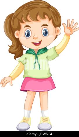 Little girl waving hand illustration Stock Vector Image & Art - Alamy