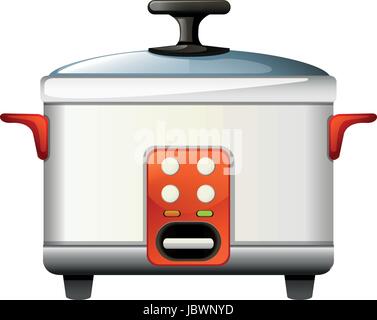 Rice cooker on white background illustration Stock Vector