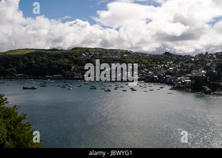 A small fishing village of Polruan on the River Fowey in Cornwall, Britain. Stock Photo