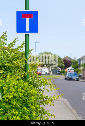 No Through Road sign on a small road in the UK. Stock Photo