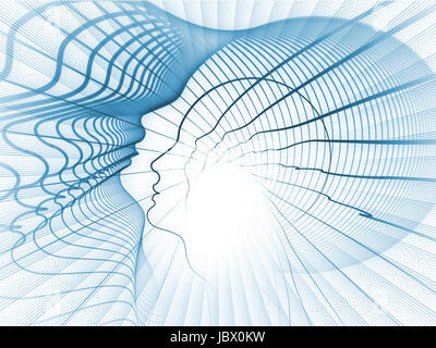 Geometry of Soul series. Design composed of profile lines of human head as a metaphor on the subject of education, science, technology and graphic design Stock Photo