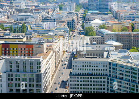 Berlin, Germany - june 9, 2017: Aerial view of Berlin city, the Leiptiger Strasse and the Mall of Berlin, next to Potsdamer Platz Stock Photo