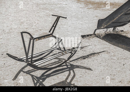 Steel rocking horse chair in playground children could enjoy the riding. Stock Photo