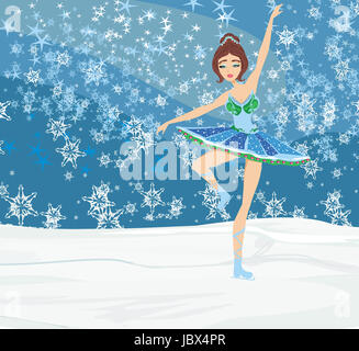 Abstract card with a beautiful figure skater Stock Photo