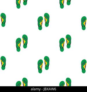 Flip flops in Brazil flag colors pattern seamless Stock Vector