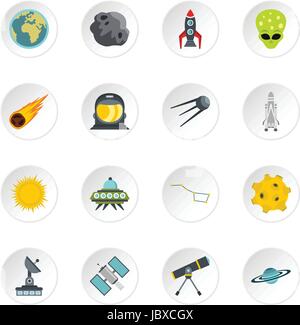 Space set flat icons Stock Vector