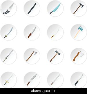 Steel arms symbols icons set in flat style Stock Vector