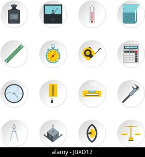 Measure precision icons set in flat style Stock Vector