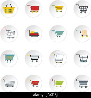 Shopping cart icons set in flat style Stock Vector