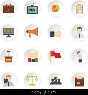 Election voting icons set in flat style Stock Vector
