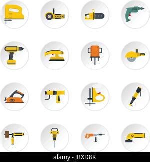 Electric tools icons set in flat style Stock Vector