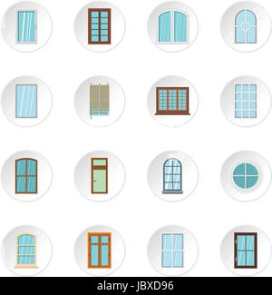 Plastic window forms icons set in flat style Stock Vector