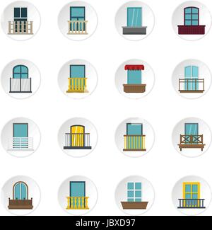 Window forms icons set in flat style Stock Vector