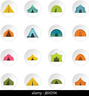 Tent forms icons set in flat style Stock Vector