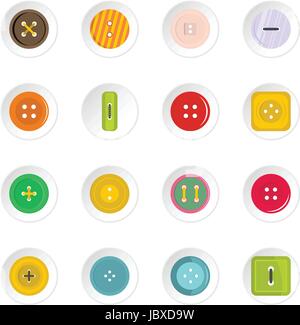 Clothes button icons set in flat style Stock Vector