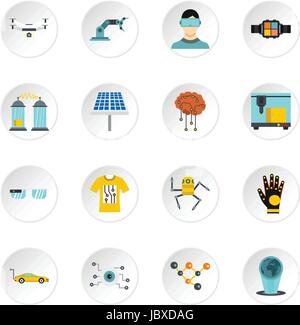 New technologies icons set, flat style Stock Vector