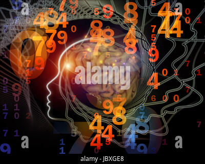 Human Mind series. Design composed of brain, human outlines and fractal elements as a metaphor on the subject of technology, science, education and human mind Stock Photo