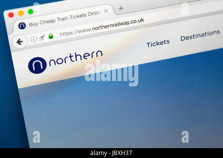 LONDON, UK - JUNE 8TH 2017: The homepage of the official website for Northern, on 8th June 2017.  Northern is the trading name of Arriva Rail North. Stock Photo