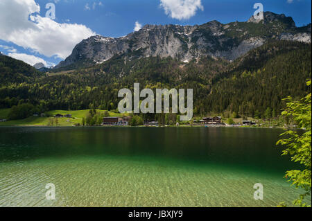 Lake Hintersee with Reiteralpe, Hintersee, Berchtesgadener Land, Upper Bavaria, Germany Stock Photo