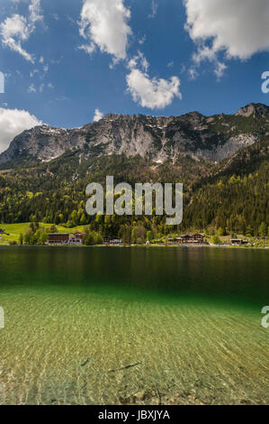 Lake Hintersee with Reiteralpe, Hintersee, Berchtesgadener Land, Upper Bavaria, Germany Stock Photo