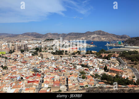 Panoramic view over the city of Cartagena, Spain Stock Photo