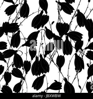 Flower silhouettes seamless pattern, chic background Stock Photo