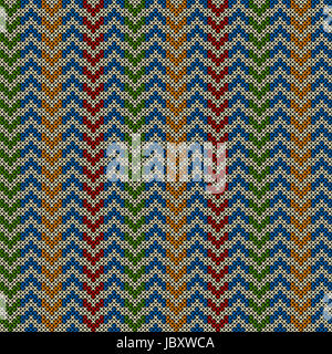 Seamless pattern design with knitted motif in colors Stock Photo