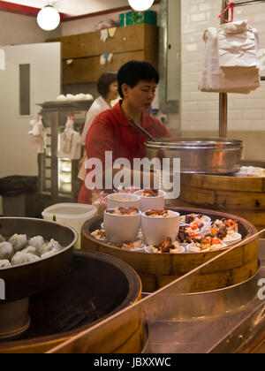 Vertical view of a dim sum restaurant kitchen in Hong Kong, China. Stock Photo