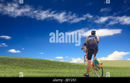 Bike riding with nice background for adv or others purpose use Stock Photo