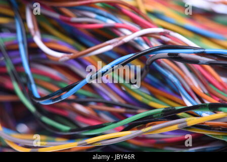 Technology cable and wire in computer network systems Stock Photo