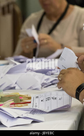 Ballots in boxes being counted on election day for Scottish National ...