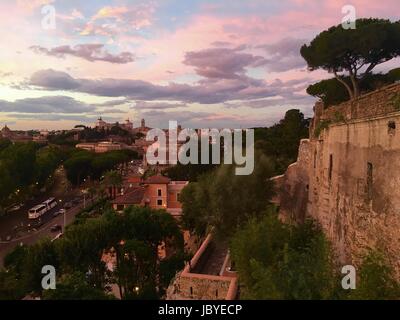 Sunset, Giardino degli Aranci, Rome, Italy Stock Photo