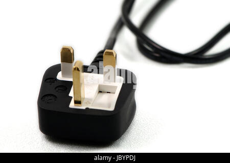 A close up view of electrical plug on white Stock Photo