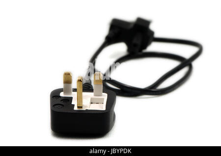A close up view of electrical plug on white Stock Photo