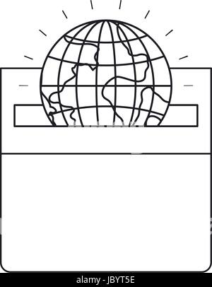 silhouette front view flat globe earth world chart depositing in a ...