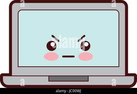 laptop computer kawaii character Stock Vector