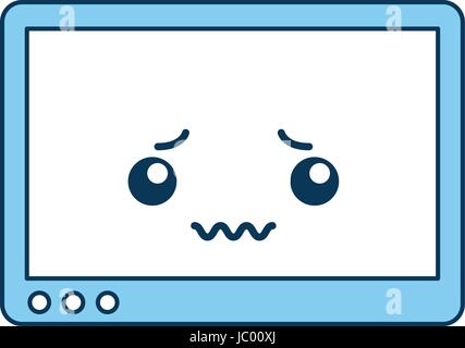 tablet device kawaii character Stock Vector