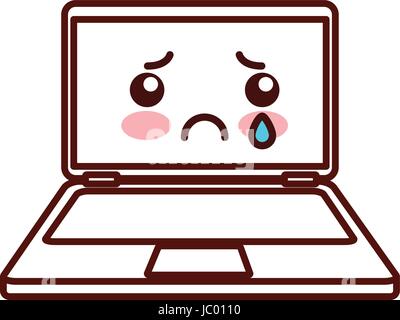 laptop computer kawaii character Stock Vector