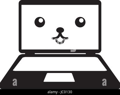 laptop computer kawaii character Stock Vector