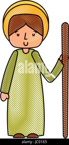 saint joseph manger character Stock Vector