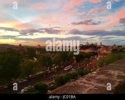 Sunset, Giardino degli Aranci, Rome, Italy Stock Photo